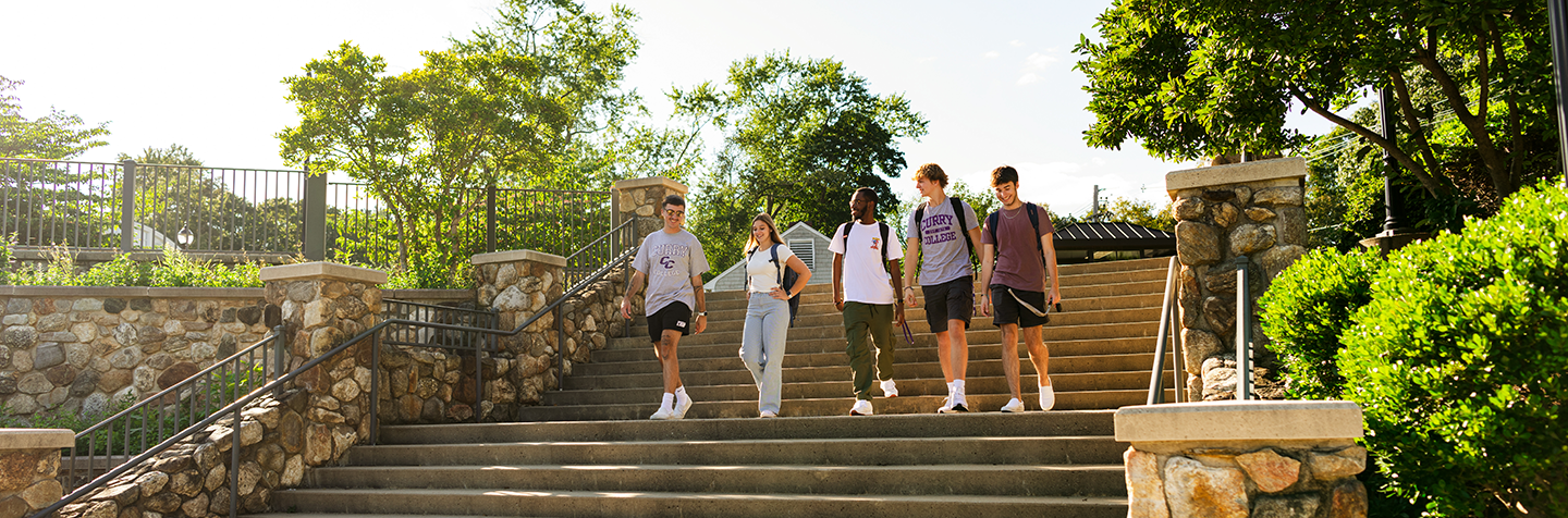 Students walking down the Student Center, Westhaver Park stairs at 鶹Ƶ